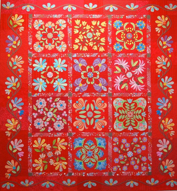 Aunt Millie's Garden from the book Applique Delights by Becky Goldsmith & Linda Jenkins. Quilt by Linda Jenkins, quilted by Mary Covey.