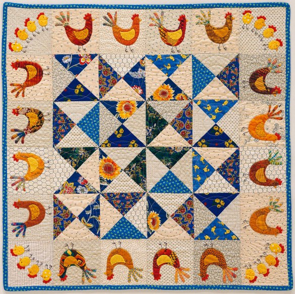 Chicken Chase from the book Applique Delights by Becky Goldsmith & Linda Jenkins. Quilt by Jane Green.