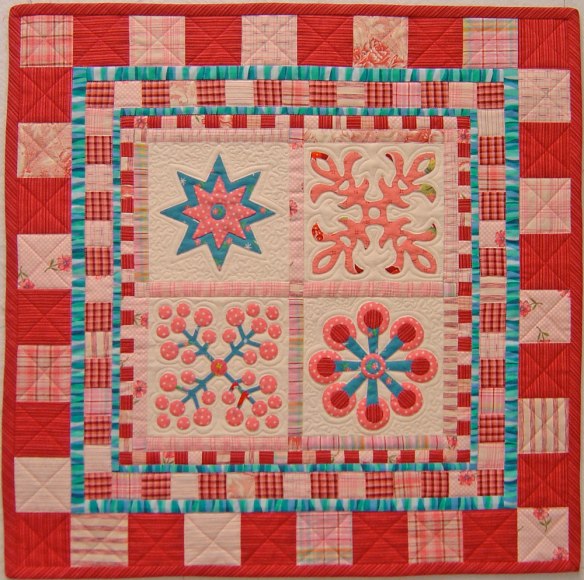 Spice Cake is made with blocks from the book Applique Delights by Becky Goldsmith & Linda Jenkins. Quilt by Becky Goldsmith.