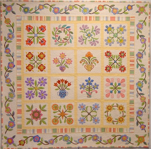 Spring Spectacular from the book Applique Delights by Becky Goldsmith & Linda Jenkins. Quilt by Becky Goldsmith.